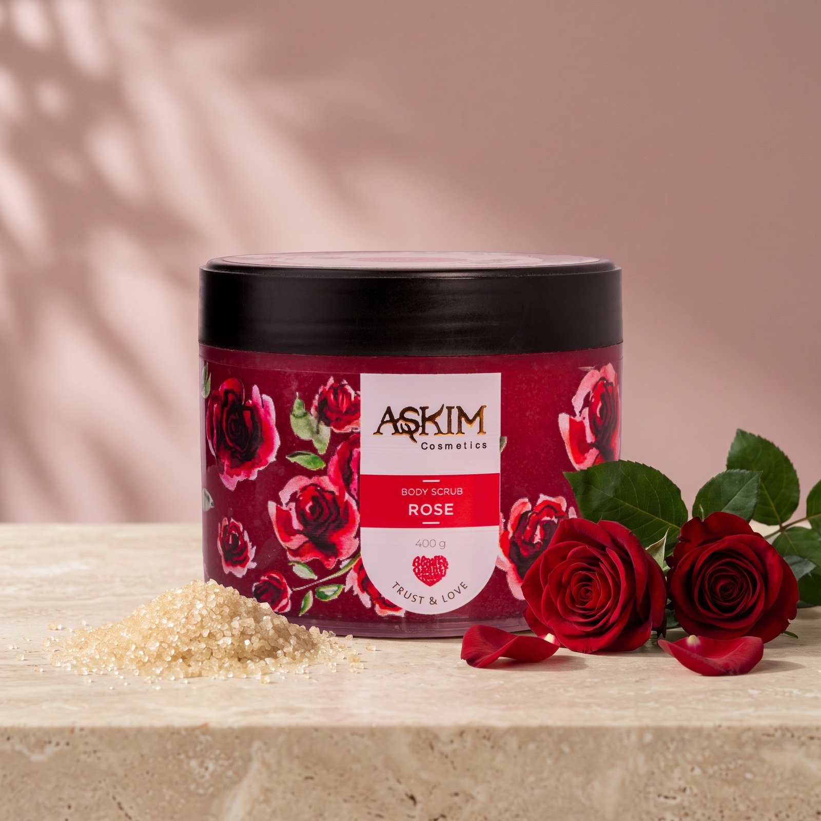 Rose Body Scrub 400g jar by Askim Cosmetics